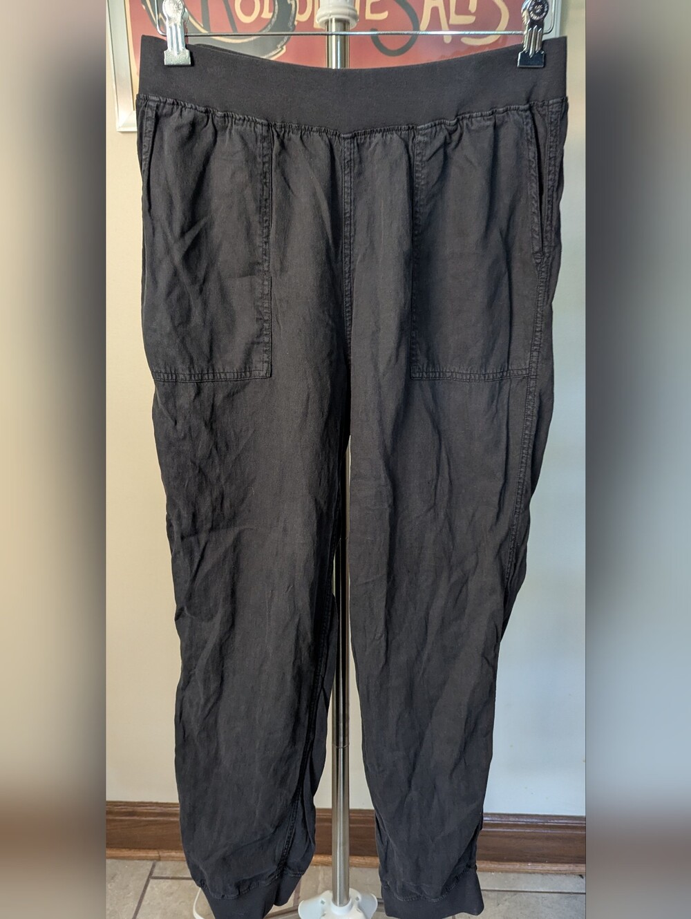 Faherty Arlie Day Jogger Pants Washed Black Size L EUC